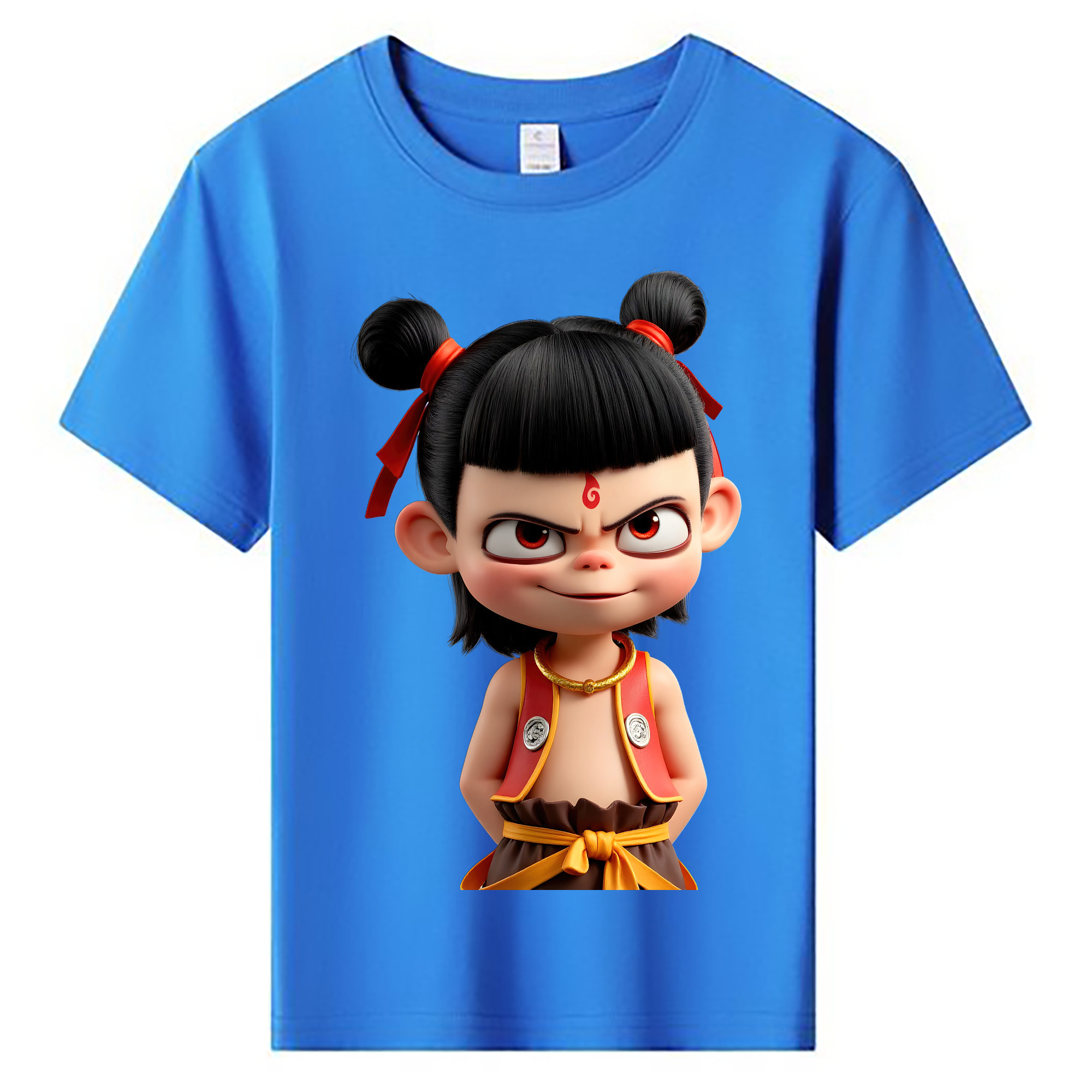 （画像用） Ne Zha 2 ナタ 魔童の大暴れ 綿100％キッズTシャツ（フロントプリント）